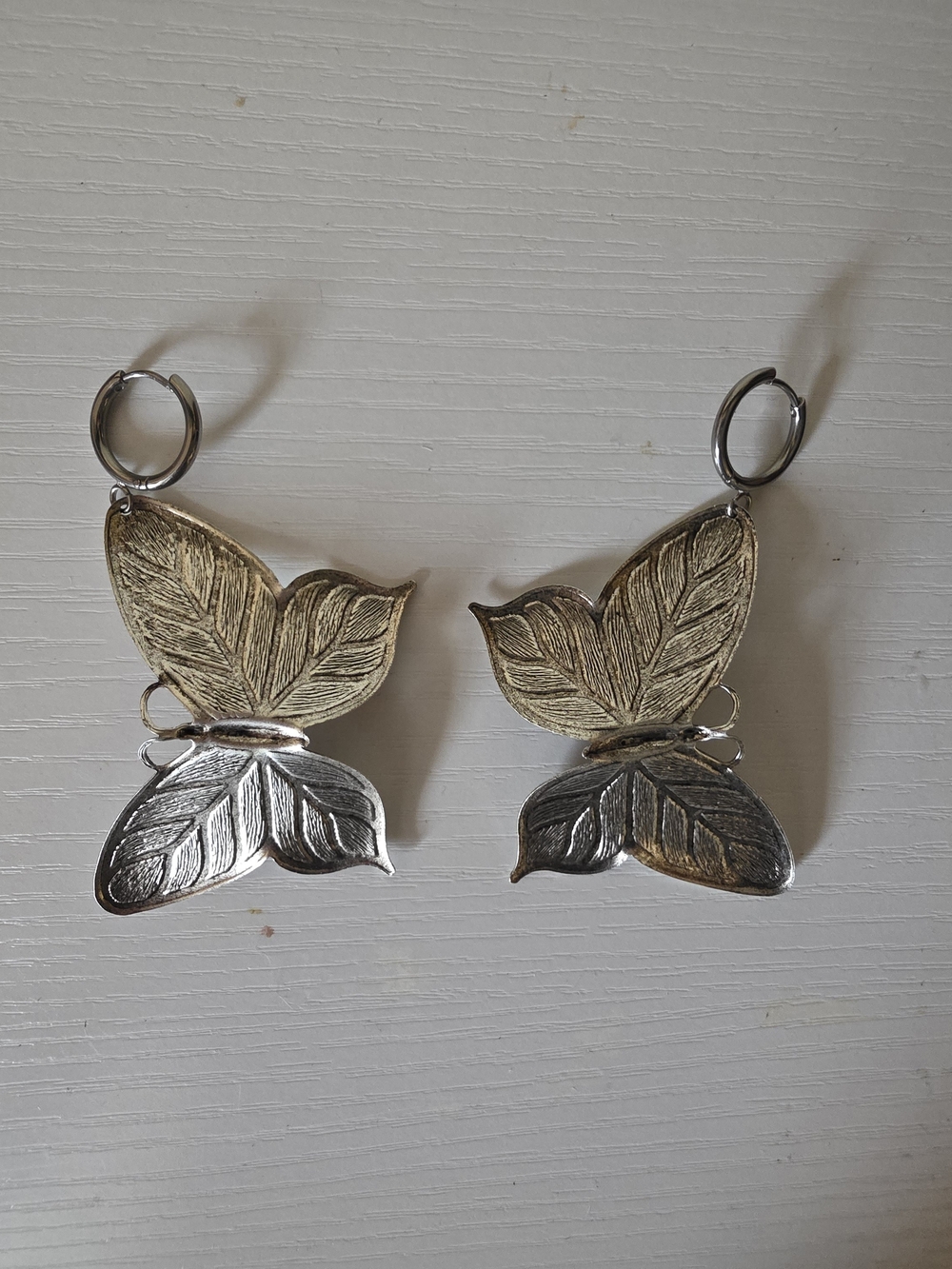 Regal Rose "New Dawn" Butterfly Statement Earrings -Silver Plated Brass